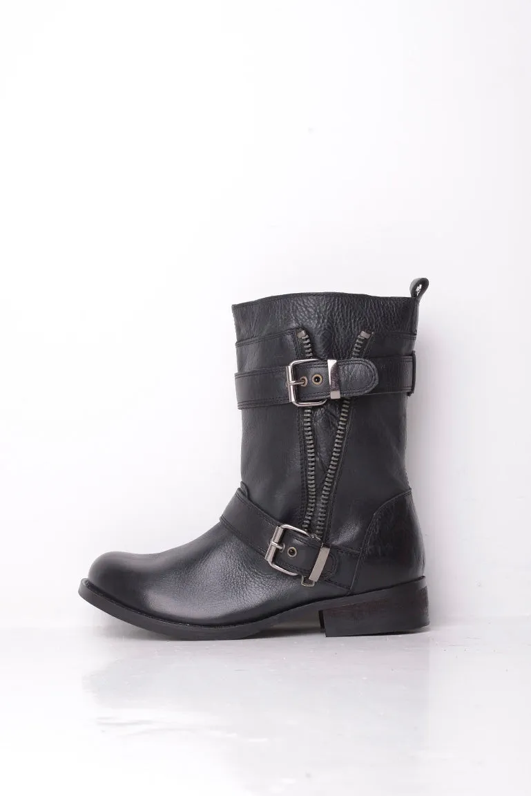 Carvela Black Leather Biker Ankle Boots