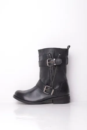 Carvela Black Leather Biker Ankle Boots