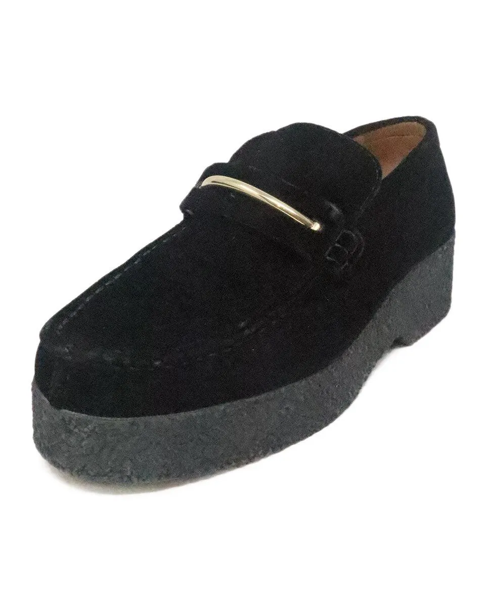 Celine Black Velvet Platform Loafers sz 8