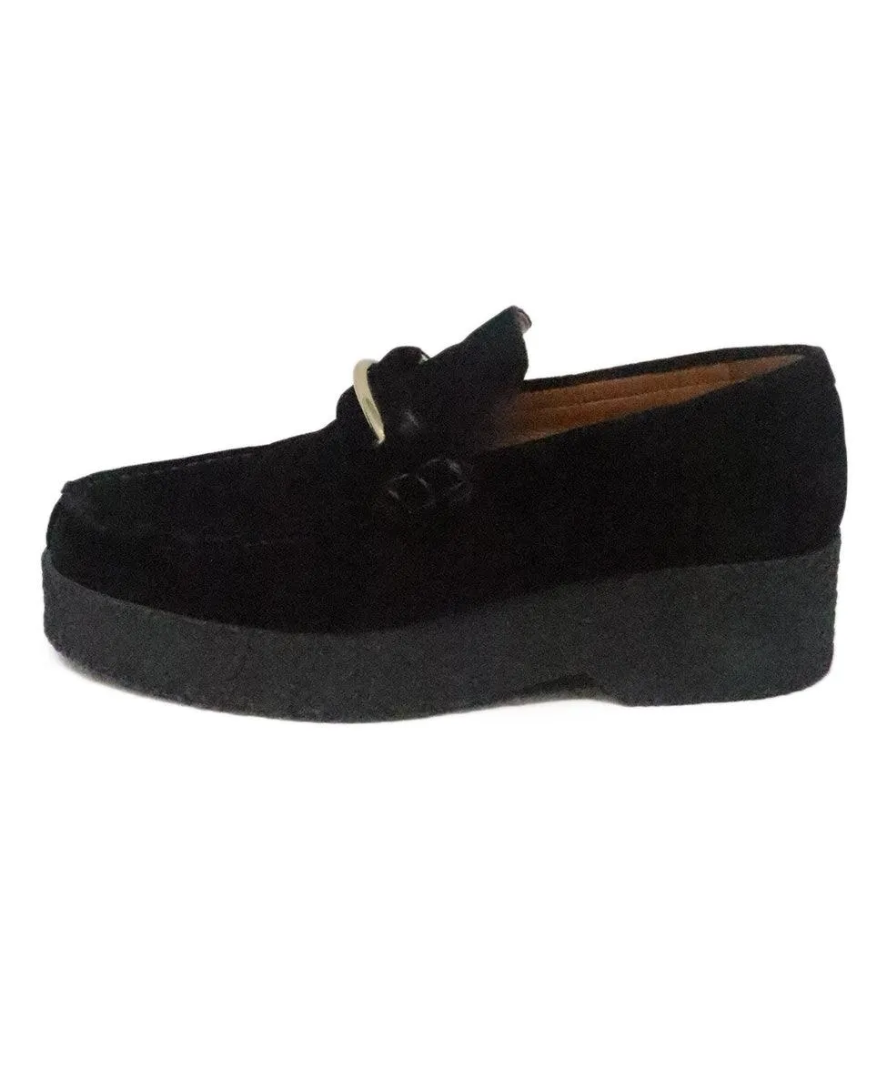 Celine Black Velvet Platform Loafers sz 8