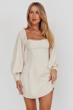 Chamberlain Balloon Sleeves Mini Dress Beige