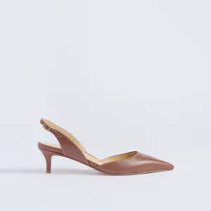 Classic Slingback 45 | Luggage   Ecru Stitching