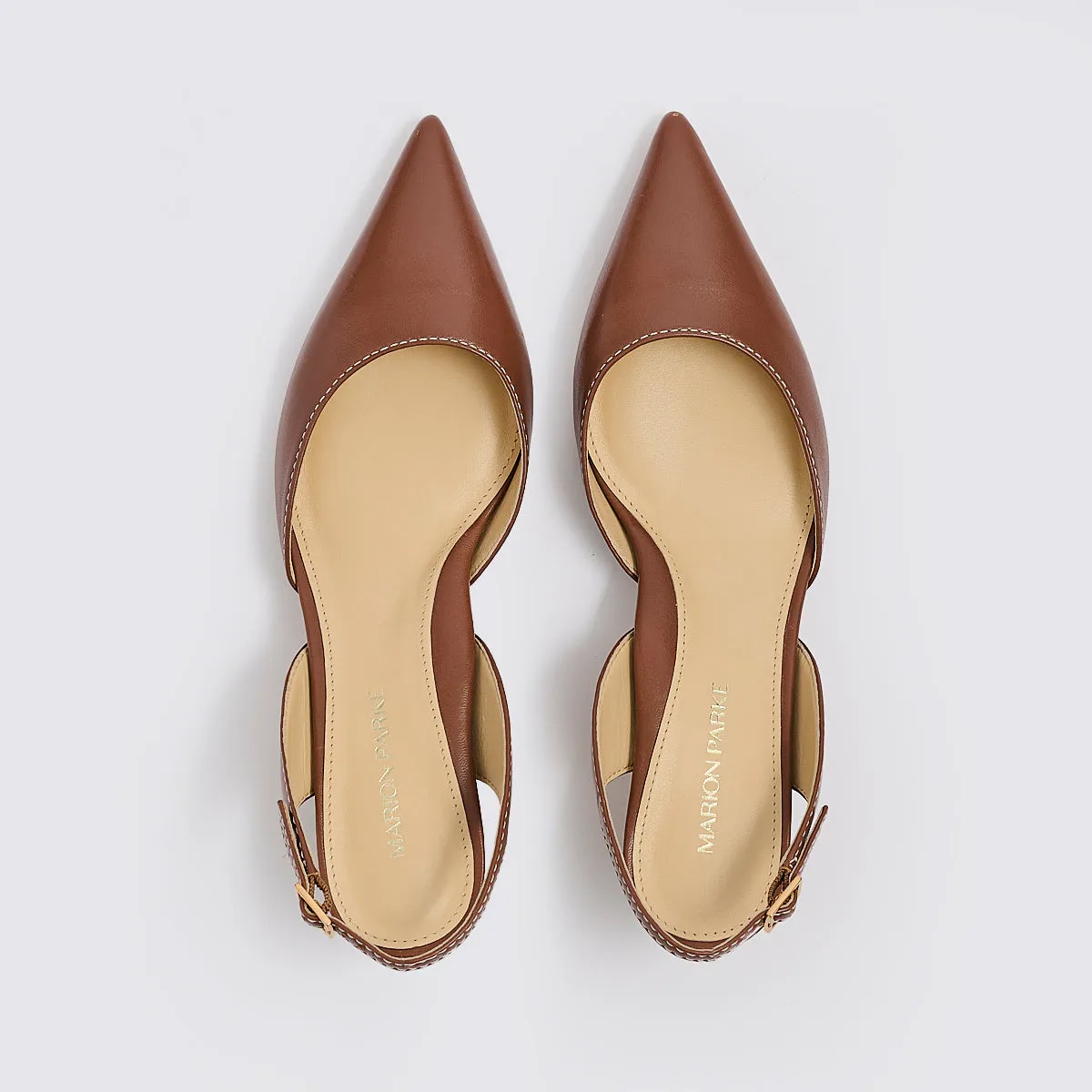 Classic Slingback 45 | Luggage   Ecru Stitching