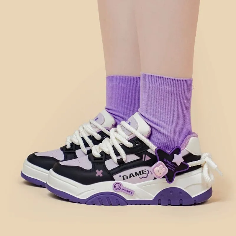 *CLEARANCE* Purple Power Gamer Bunny Chunky Sneakers - Women's