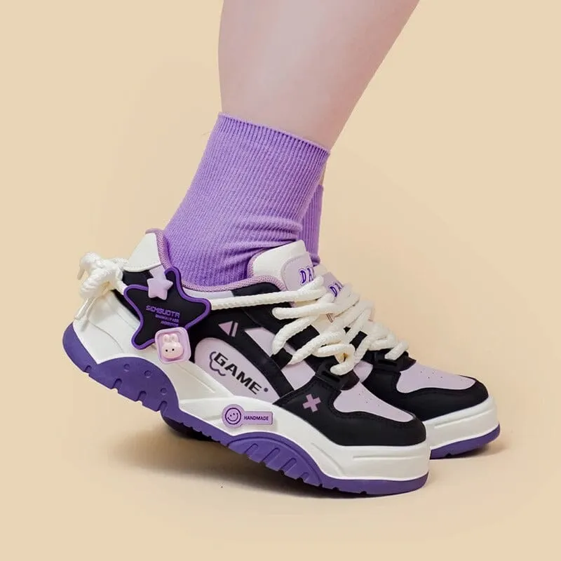 *CLEARANCE* Purple Power Gamer Bunny Chunky Sneakers - Women's