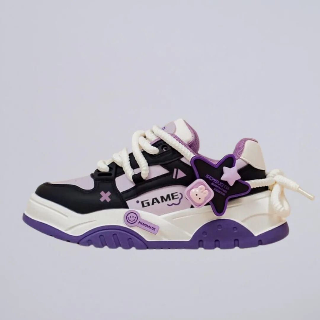 *CLEARANCE* Purple Power Gamer Bunny Chunky Sneakers - Women's