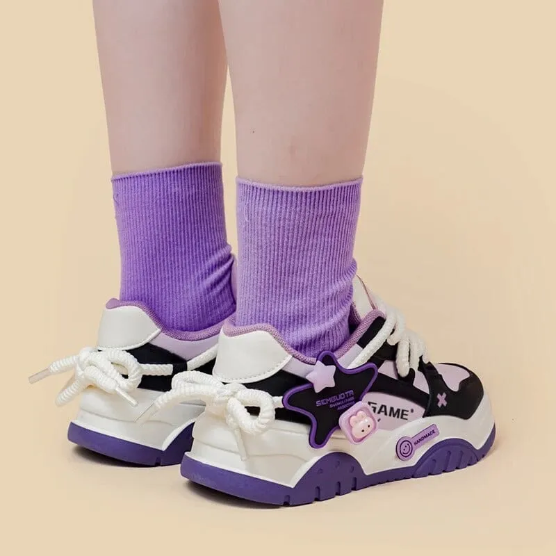 *CLEARANCE* Purple Power Gamer Bunny Chunky Sneakers - Women's
