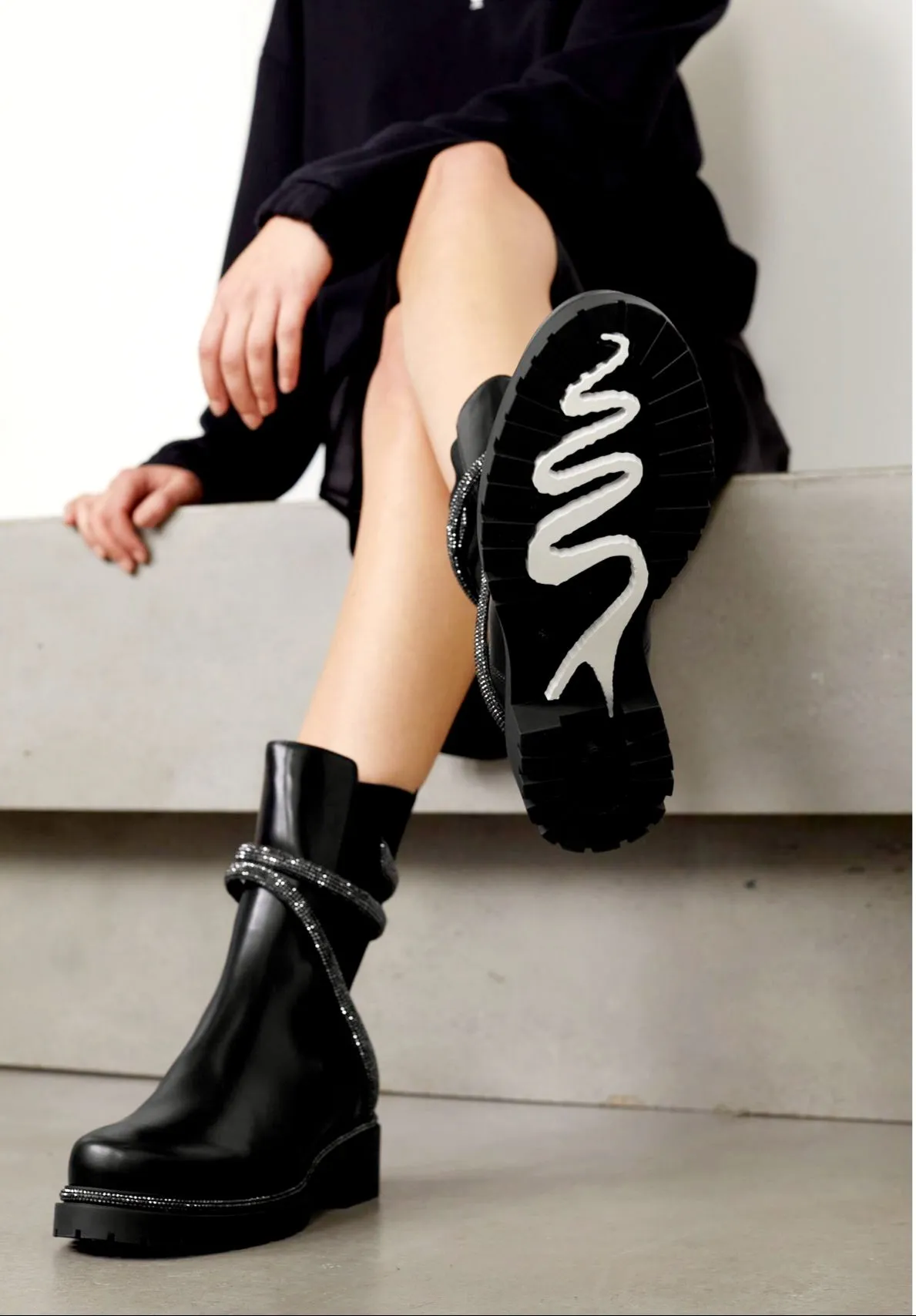 Cleo Combat Black Biker Boots( carryover style)
