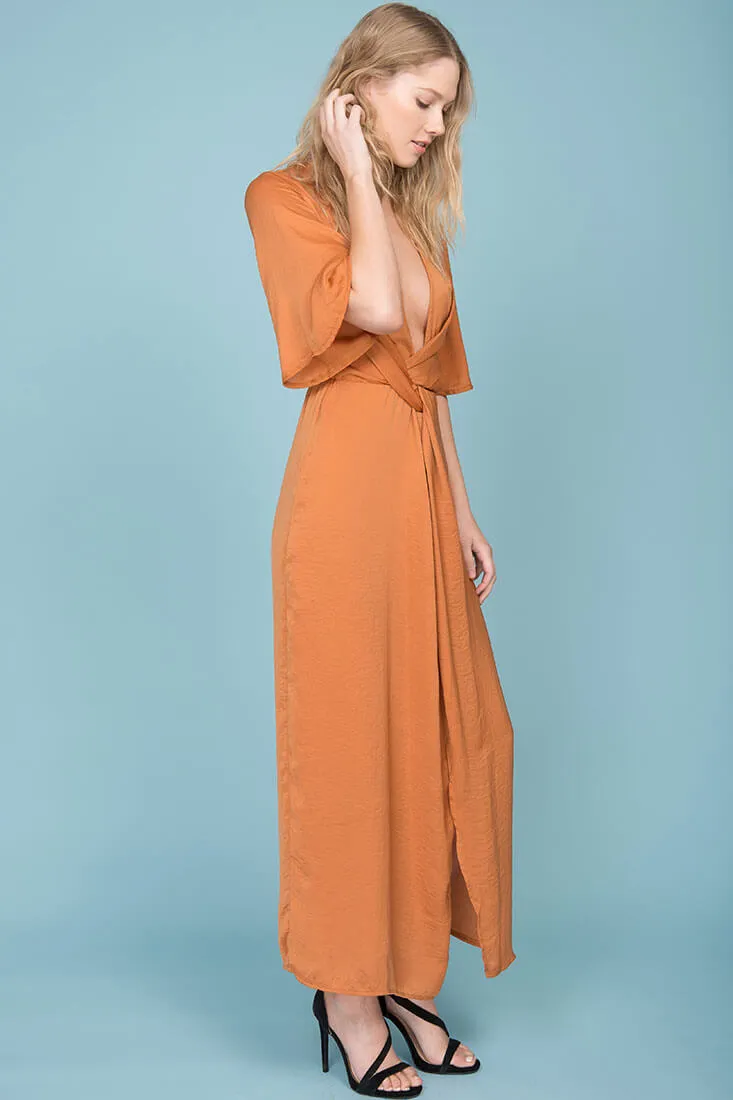Cleo High Slit Maxi Dress Tan