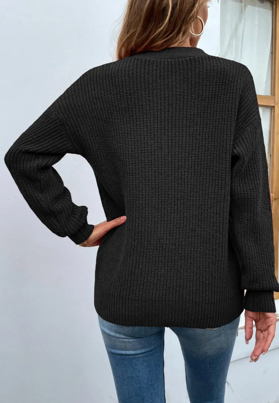 Cutout U-Neck Knit Sweater