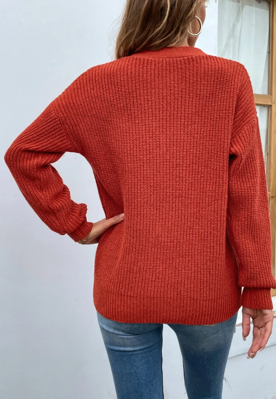 Cutout U-Neck Knit Sweater