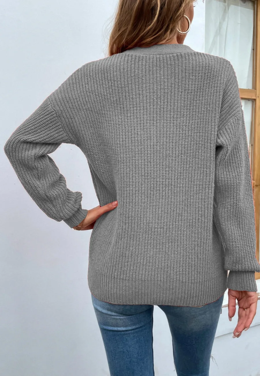 Cutout U-Neck Knit Sweater