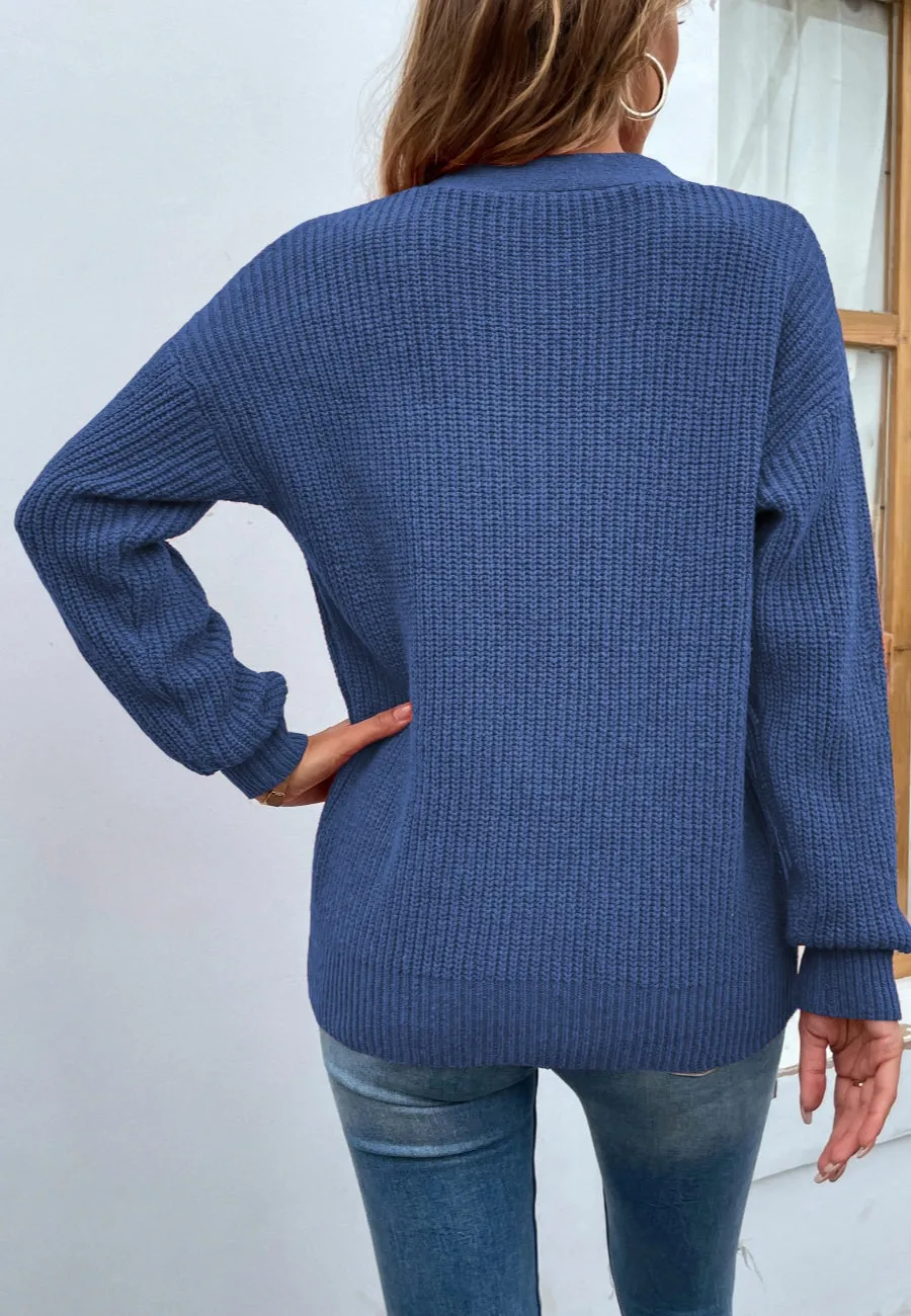 Cutout U-Neck Knit Sweater