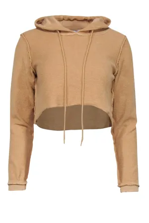 Danielle Guizio - Tan Textured Inside Out-Style Cropped Hoodie Sz XS