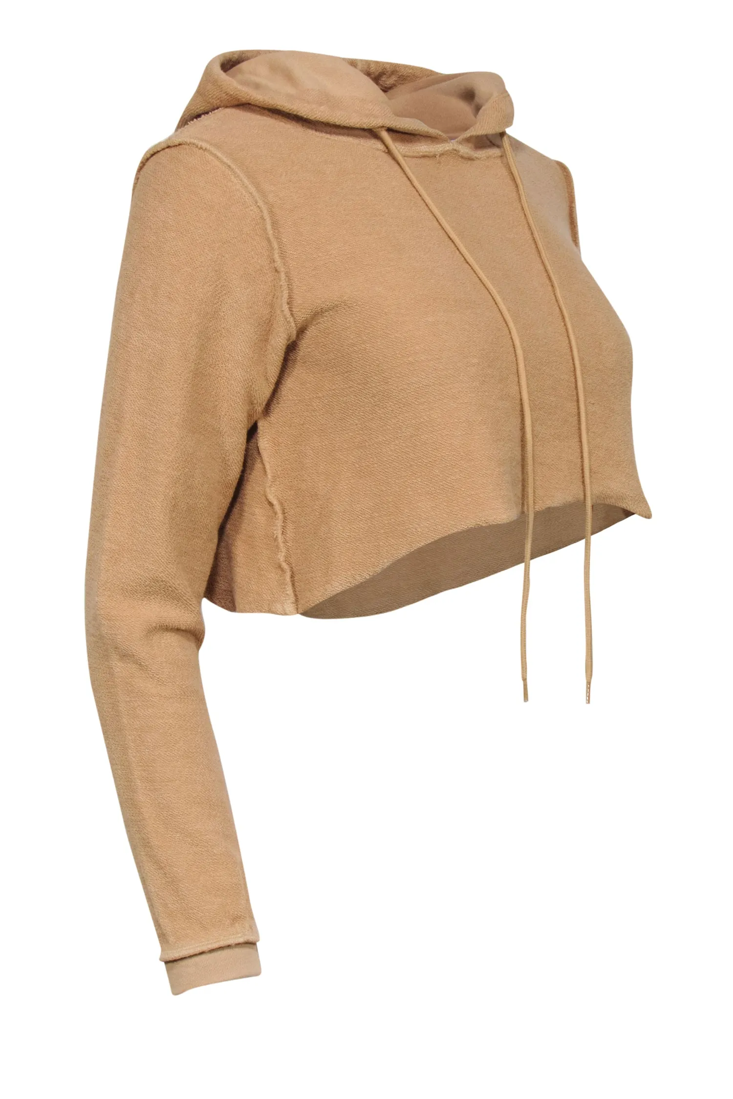 Danielle Guizio - Tan Textured Inside Out-Style Cropped Hoodie Sz XS