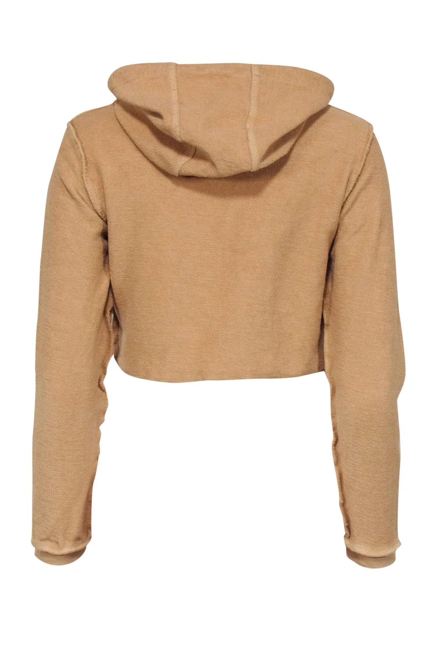 Danielle Guizio - Tan Textured Inside Out-Style Cropped Hoodie Sz XS