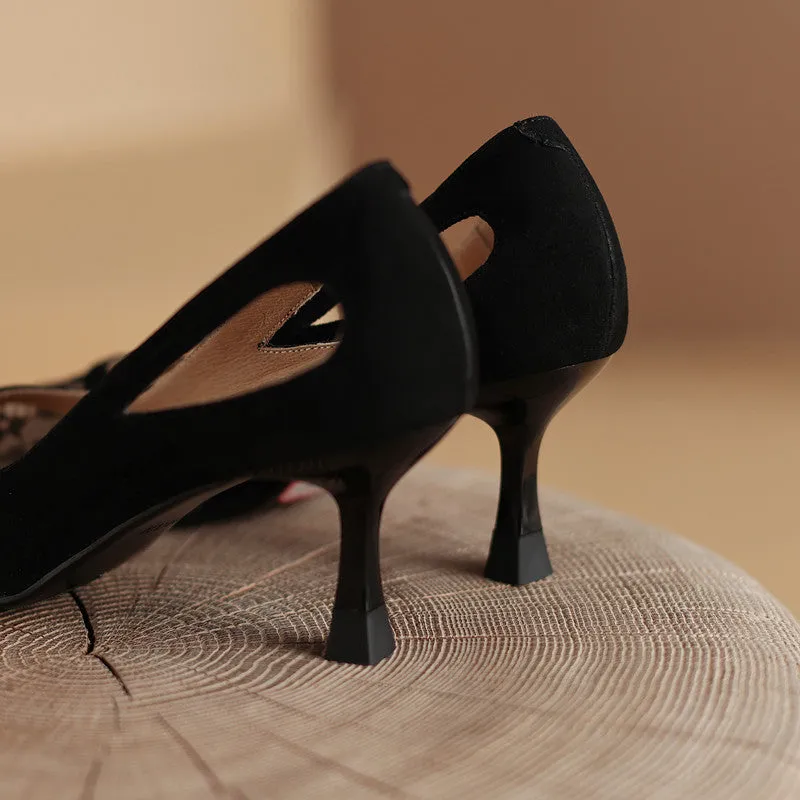 Deanna Mesh Slip on Kitten Heel Pumps