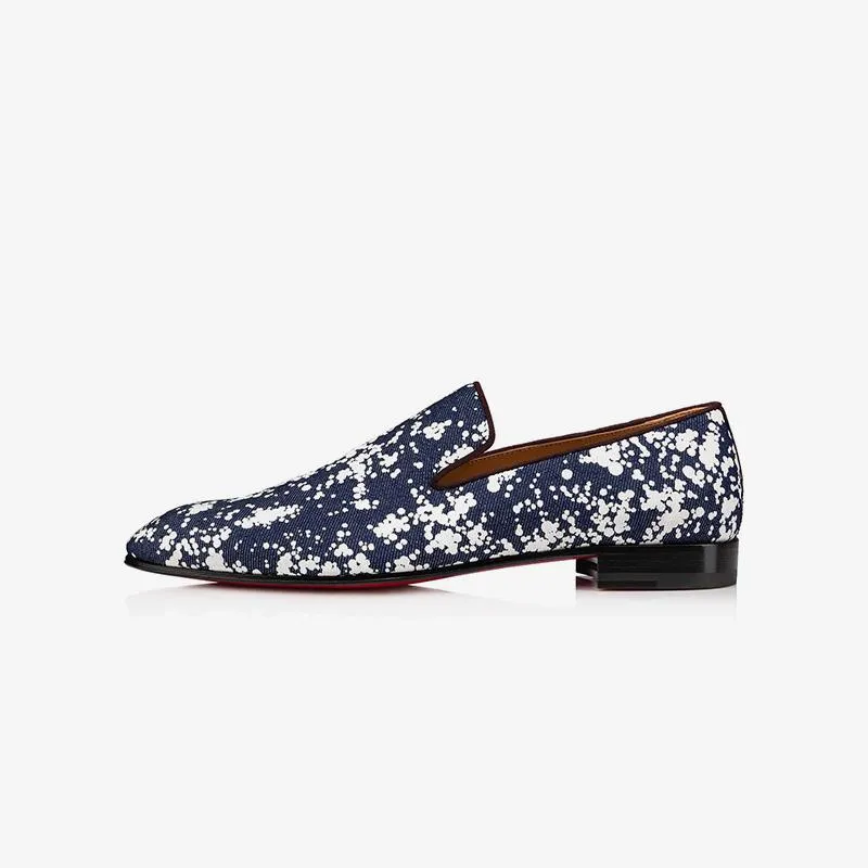 Denim Dots Flats Slip-on Leather Loafers