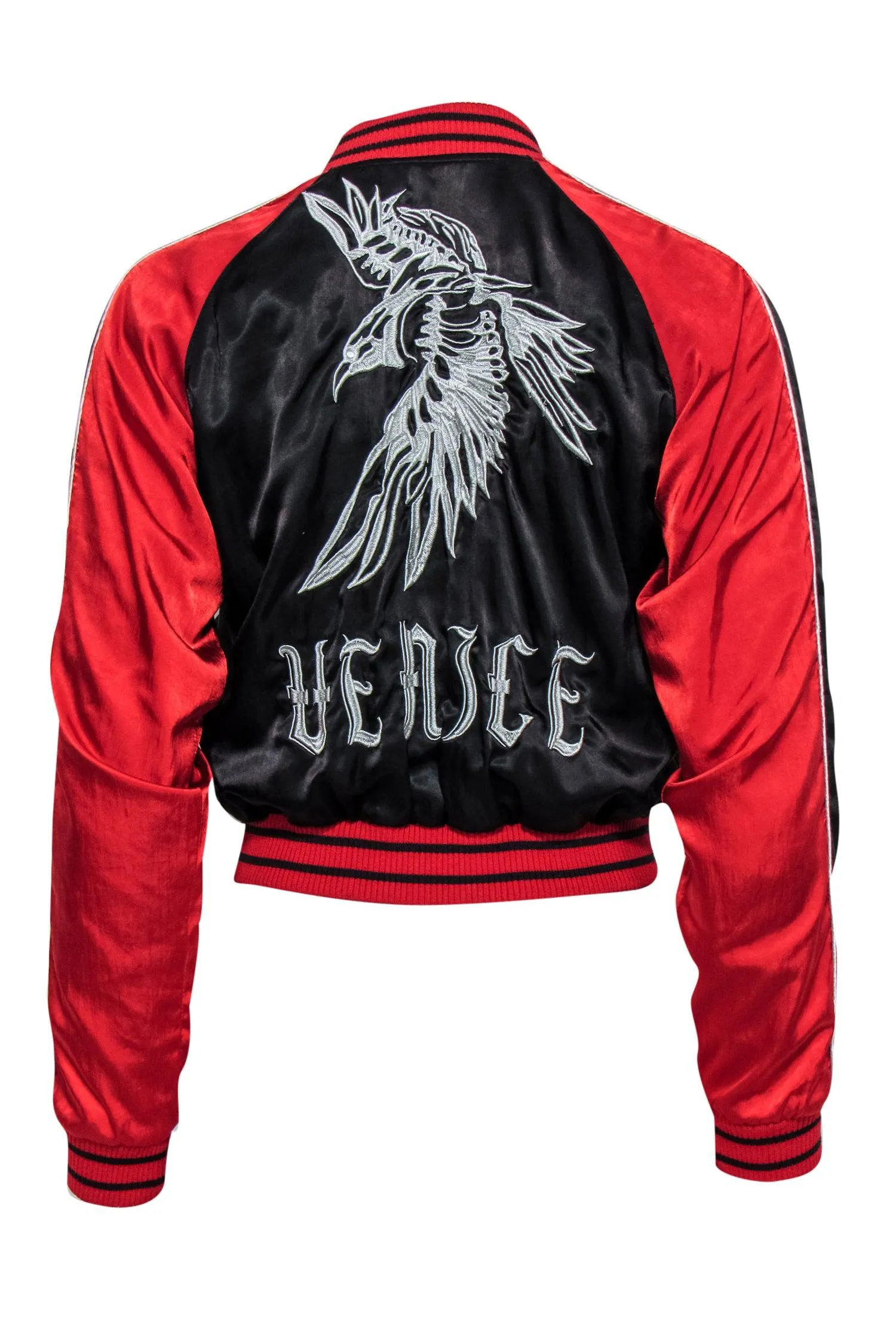 Diesel - Forest Green, Black & Red Reversible Bomber Jacket w/ Animal & Star Embroidery Sz XS