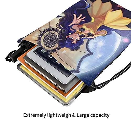 Drawstring Backpack Sai-Lor Mo-On -Sa-Ilor M-Ars Water Resistant Canvas Sport Yoga Gym Bag Sack for Men Women