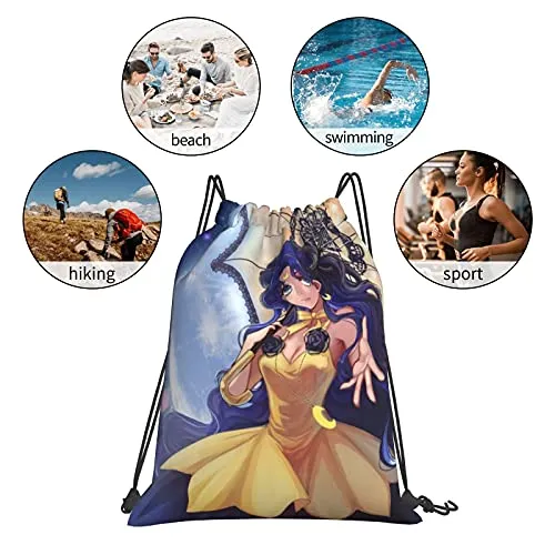 Drawstring Backpack Sai-Lor Mo-On -Sa-Ilor M-Ars Water Resistant Canvas Sport Yoga Gym Bag Sack for Men Women