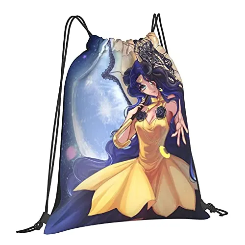 Drawstring Backpack Sai-Lor Mo-On -Sa-Ilor M-Ars Water Resistant Canvas Sport Yoga Gym Bag Sack for Men Women