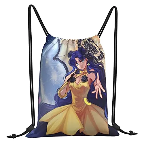 Drawstring Backpack Sai-Lor Mo-On -Sa-Ilor M-Ars Water Resistant Canvas Sport Yoga Gym Bag Sack for Men Women