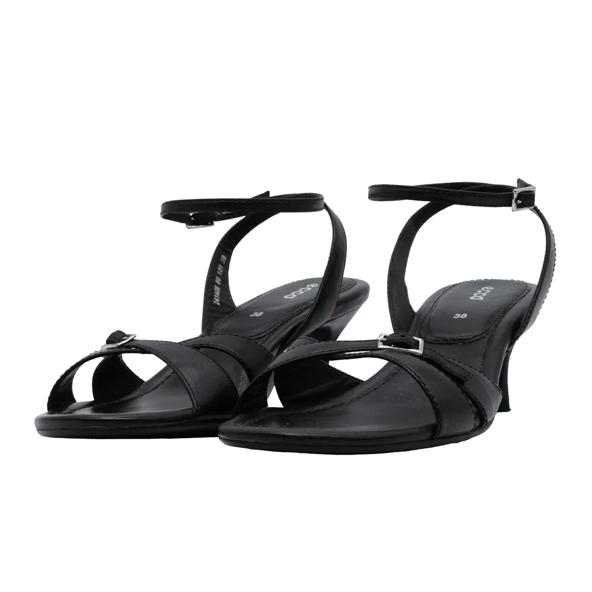 Ecco Kitten Heels Leather Black Colour For Women