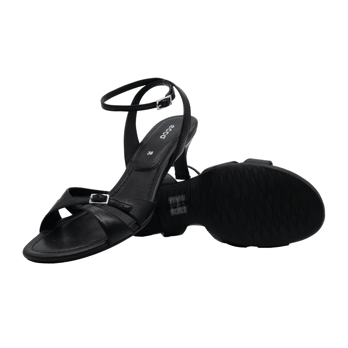Ecco Kitten Heels Leather Black Colour For Women