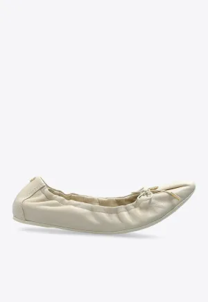 Elasticated Leather Ballet Flats
