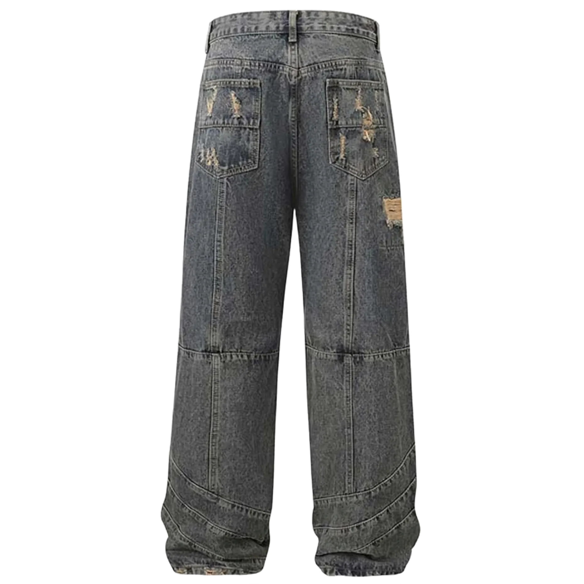 Extreme Aesthetic Shredded Wide Leg Denim Jeans