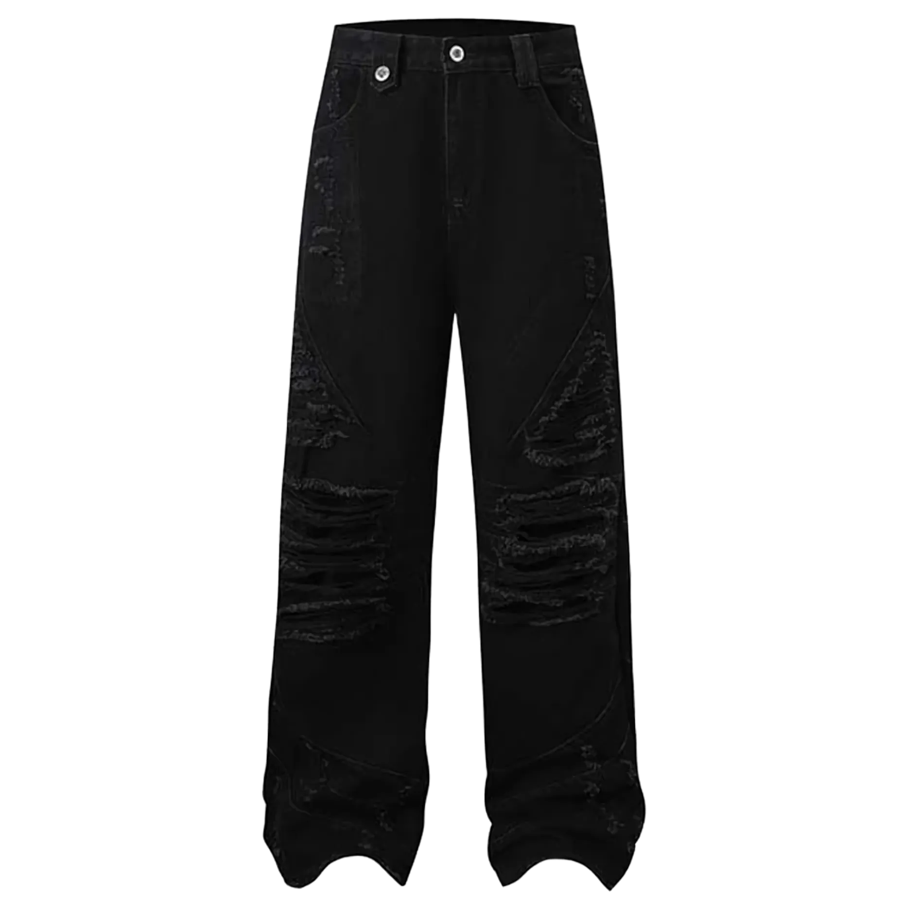 Extreme Aesthetic Shredded Wide Leg Denim Jeans