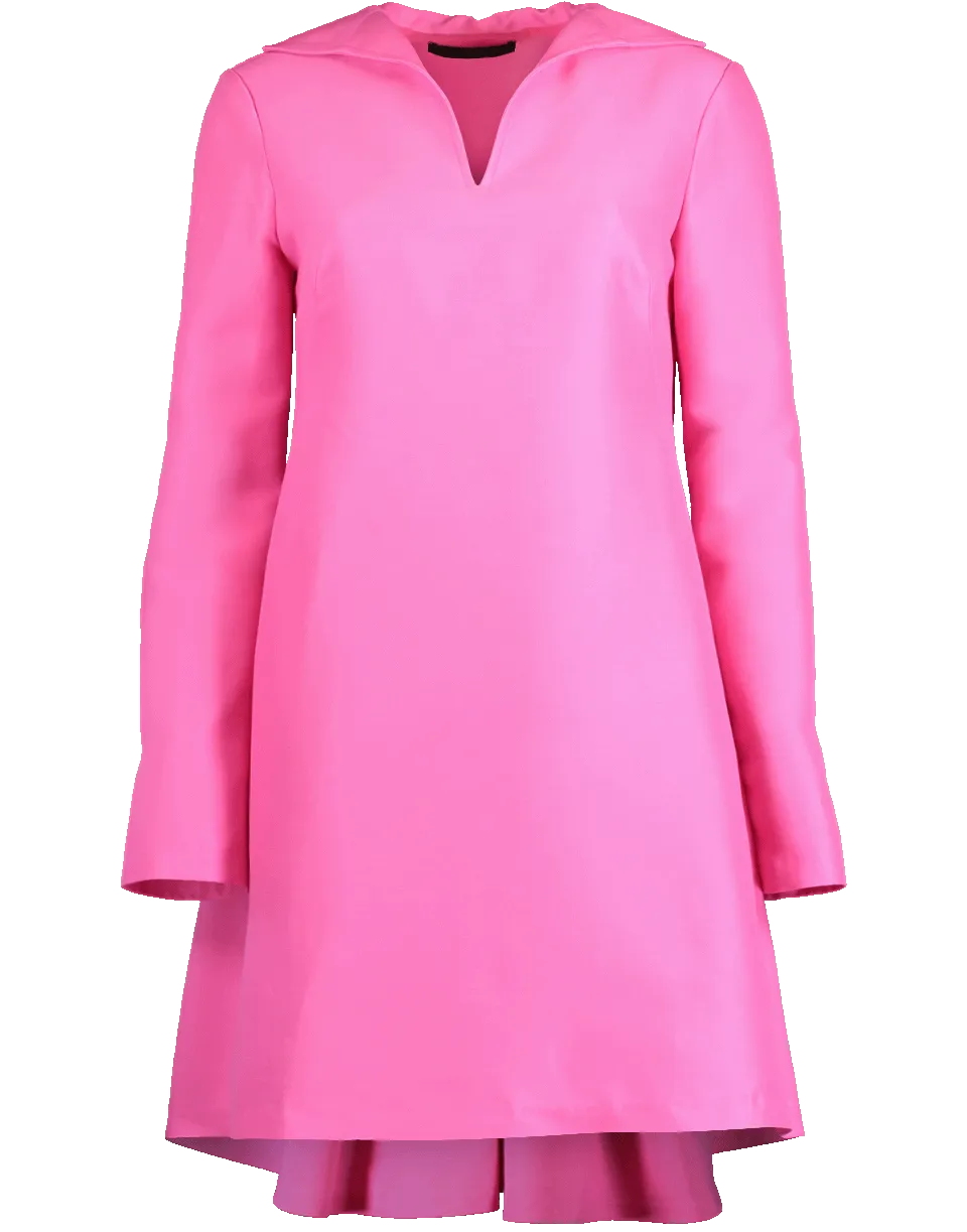 Faille Pleated Back Polo Dress