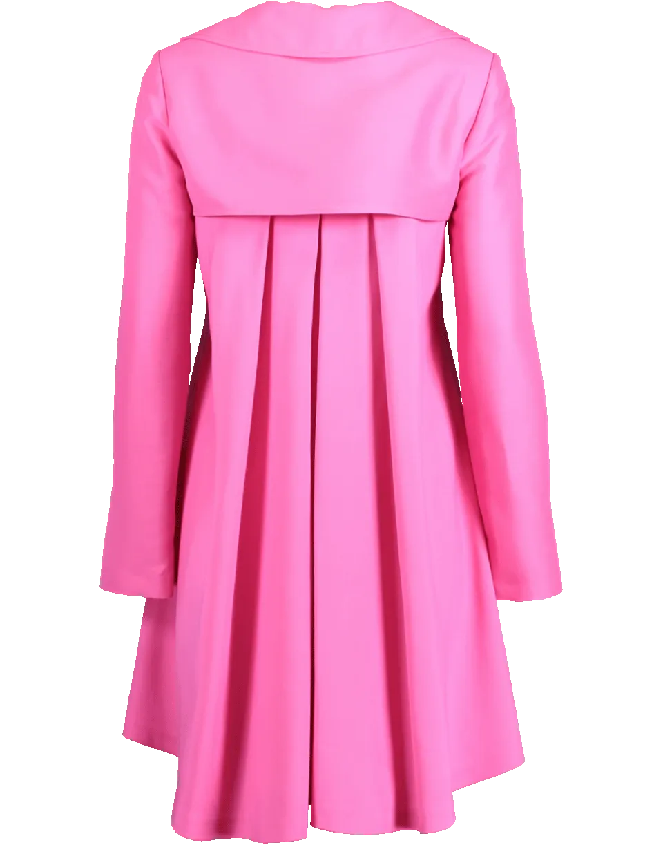 Faille Pleated Back Polo Dress