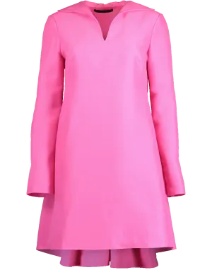 Faille Pleated Back Polo Dress