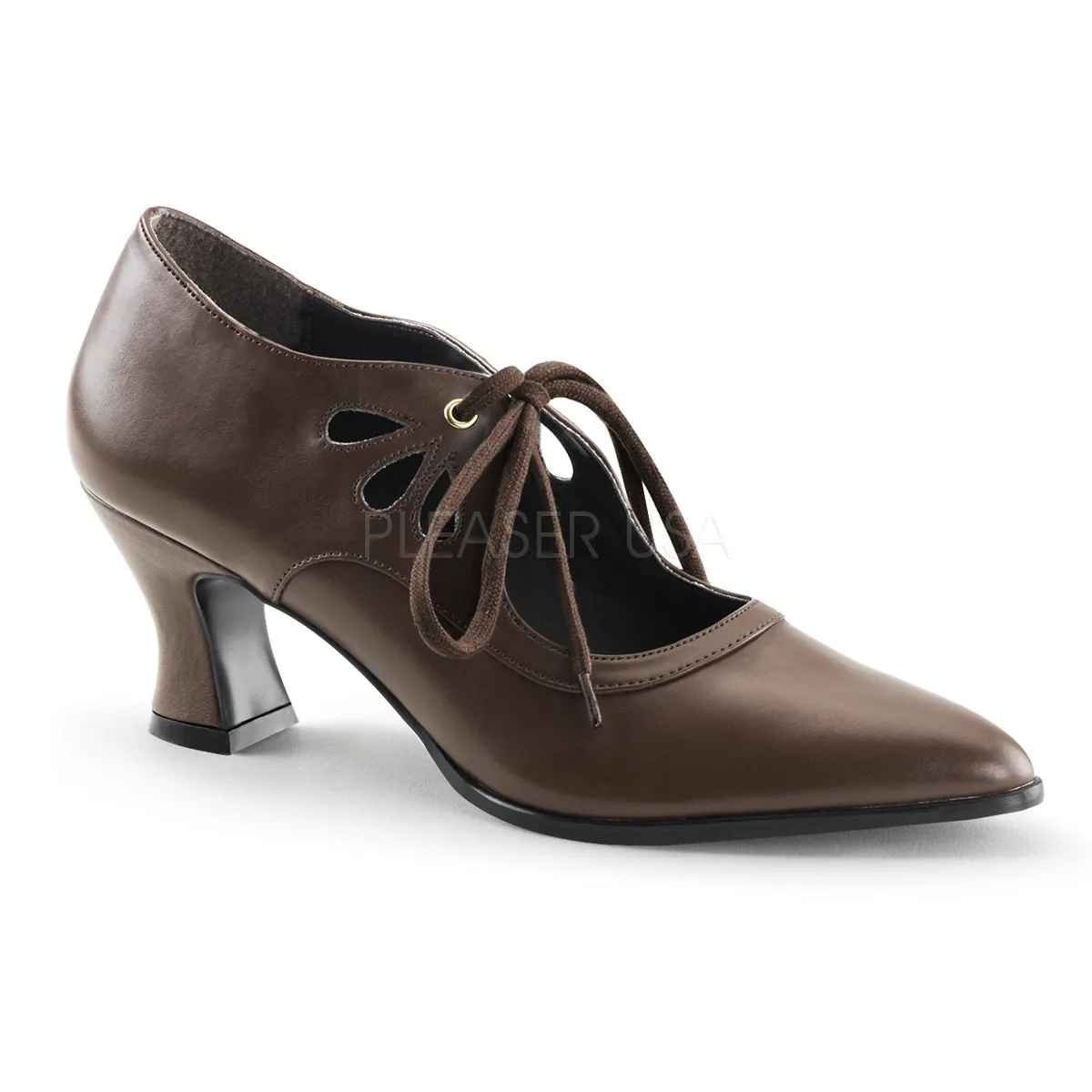 Faux Leather Lace-Up Shoes with 2.75-inch Heels PS-VICTORIAN-03