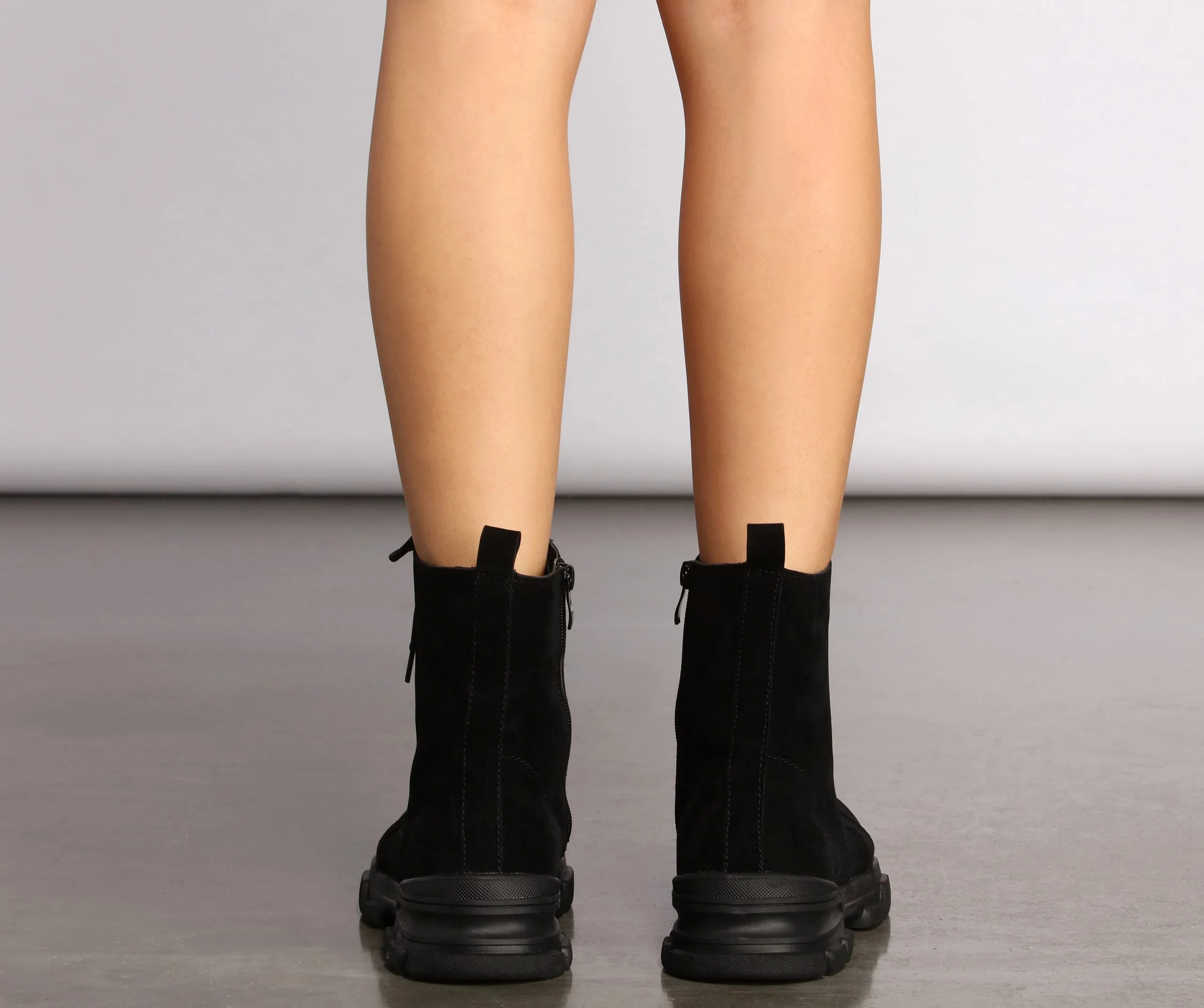 Faux Suede Utility Booties