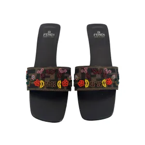 Fendi Beaded Logo Kitten Heels