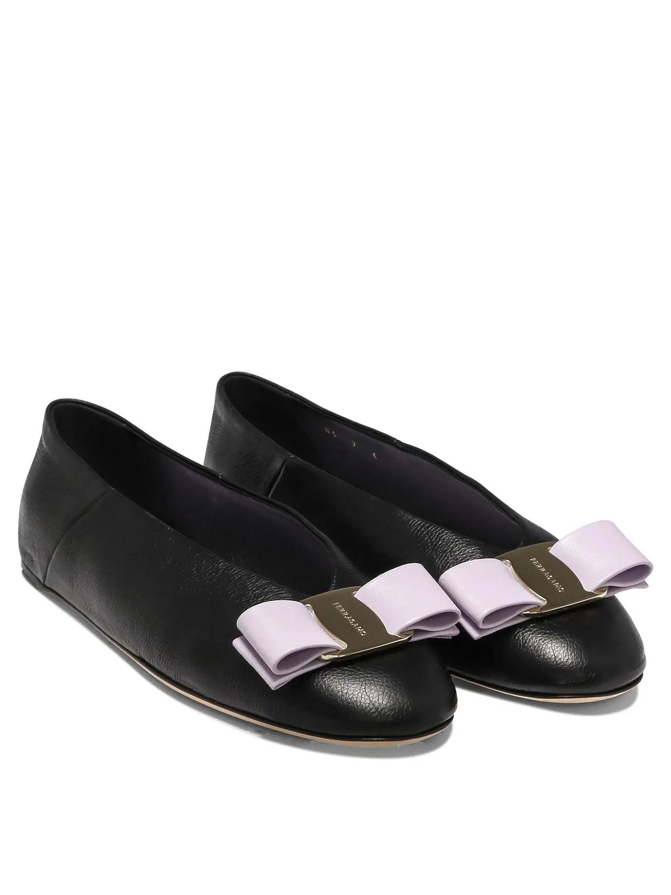 Ferragamo Sleek Black Leather Ballet Flats for Women - FW24 Collection