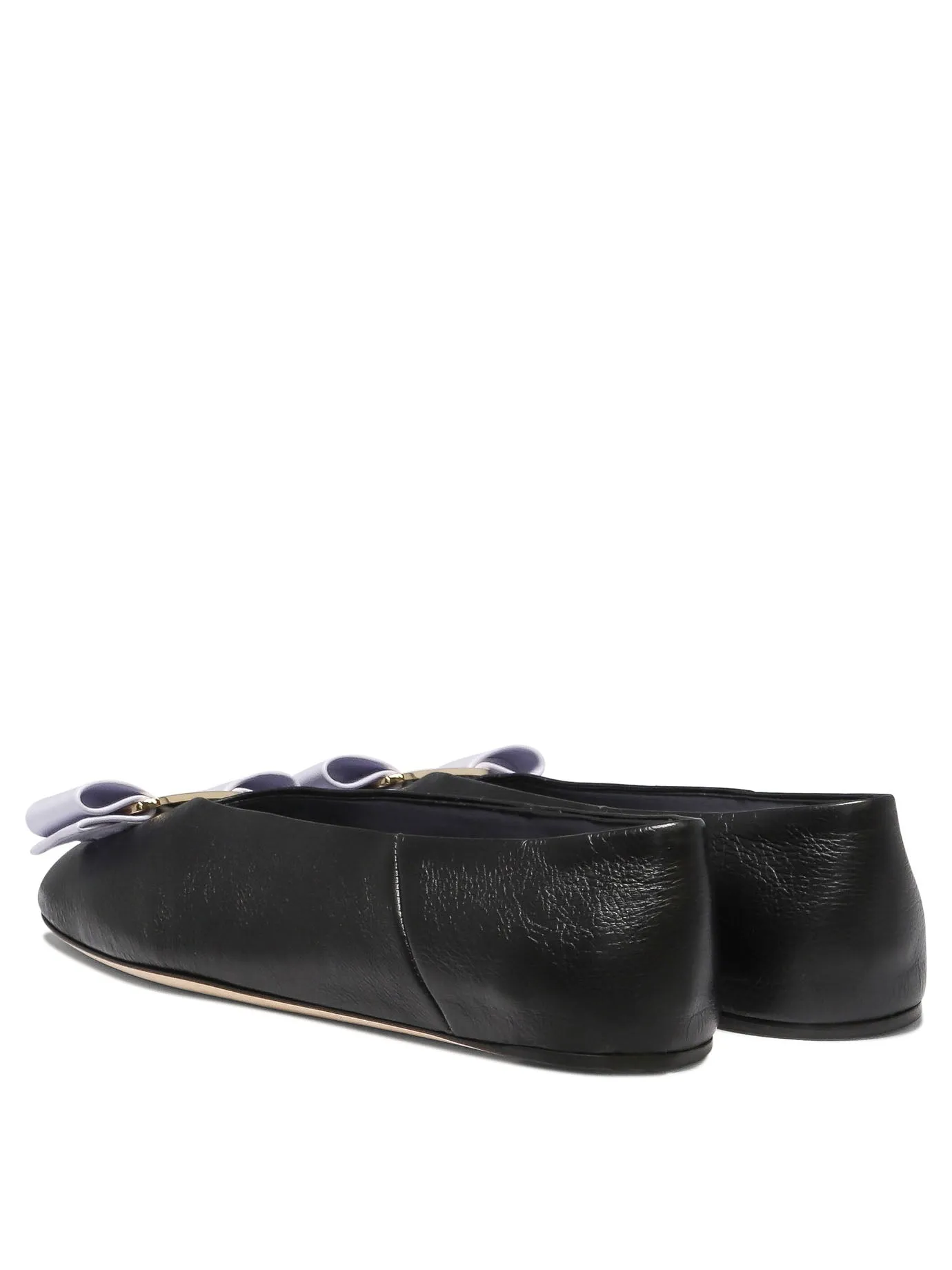 Ferragamo Sleek Black Leather Ballet Flats for Women - FW24 Collection