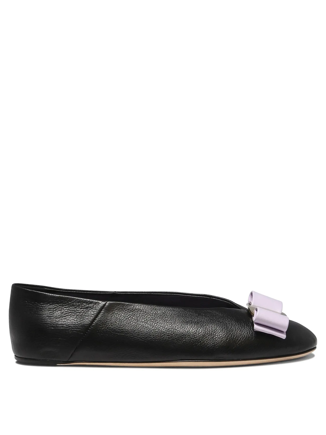 Ferragamo Sleek Black Leather Ballet Flats for Women - FW24 Collection
