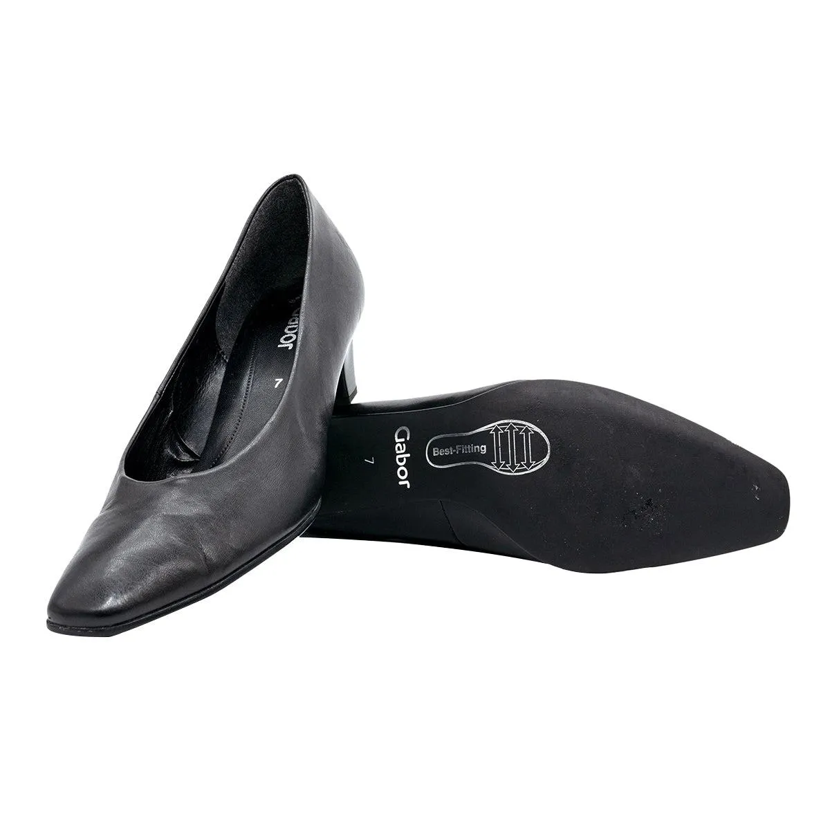 Gabor Square Toe Kitten Heels Leather Black Colour For Women