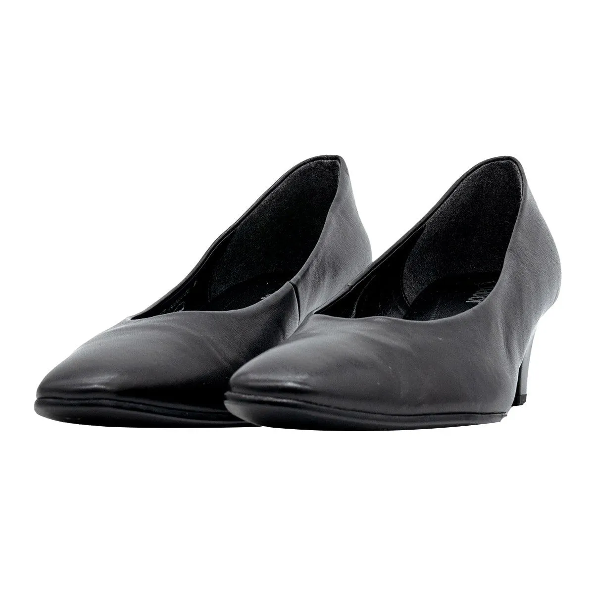 Gabor Square Toe Kitten Heels Leather Black Colour For Women