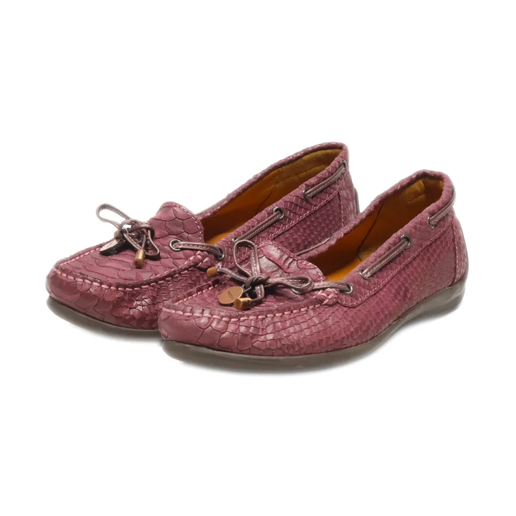 Geox Respira Loafers Leather Maroon Colour For Women