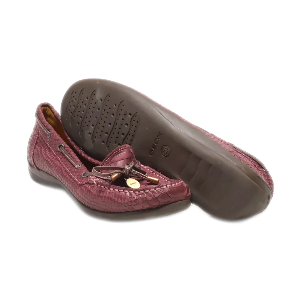Geox Respira Loafers Leather Maroon Colour For Women