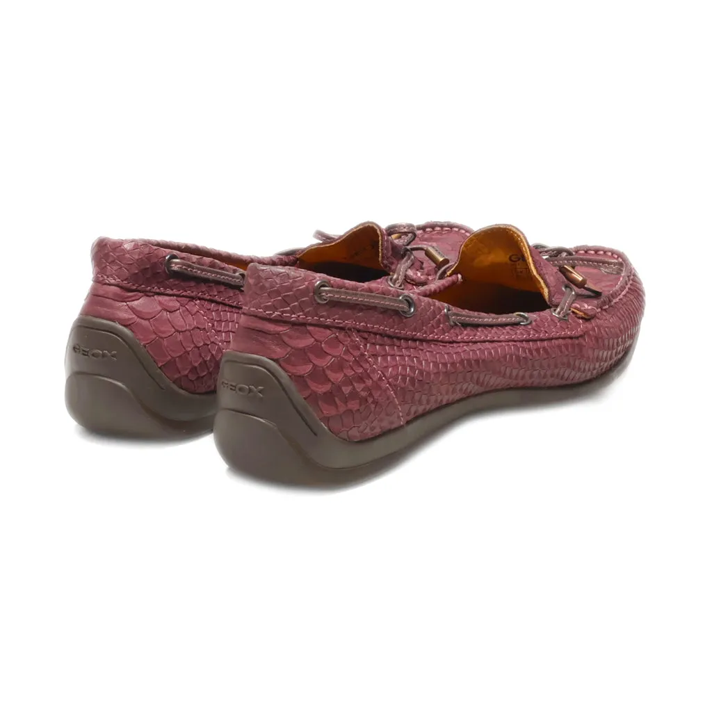 Geox Respira Loafers Leather Maroon Colour For Women