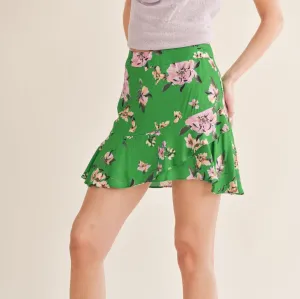 GREENER SIDE RUFFLED MINI SKIRT