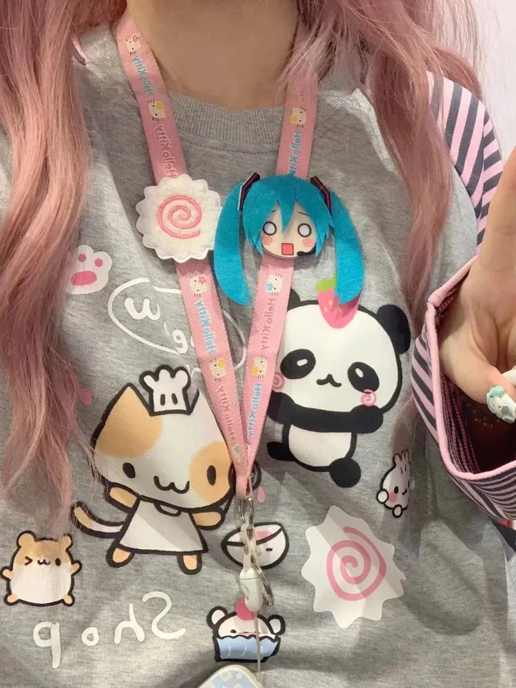 Harajuku Stripe Panda T-shirt - E-girl Kawaii Graphic Tee From Kawaii Stop