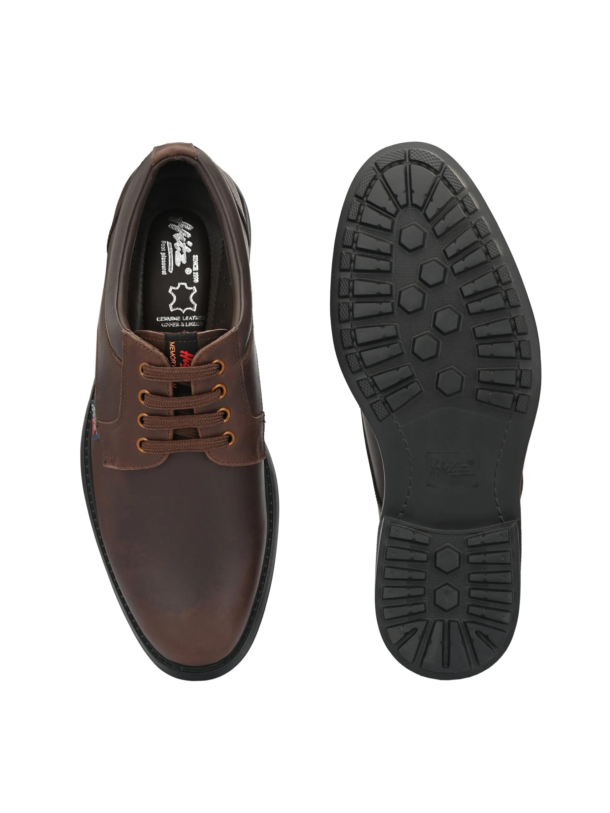 Hitz Men's Dark Brown Derby Leather Shoes