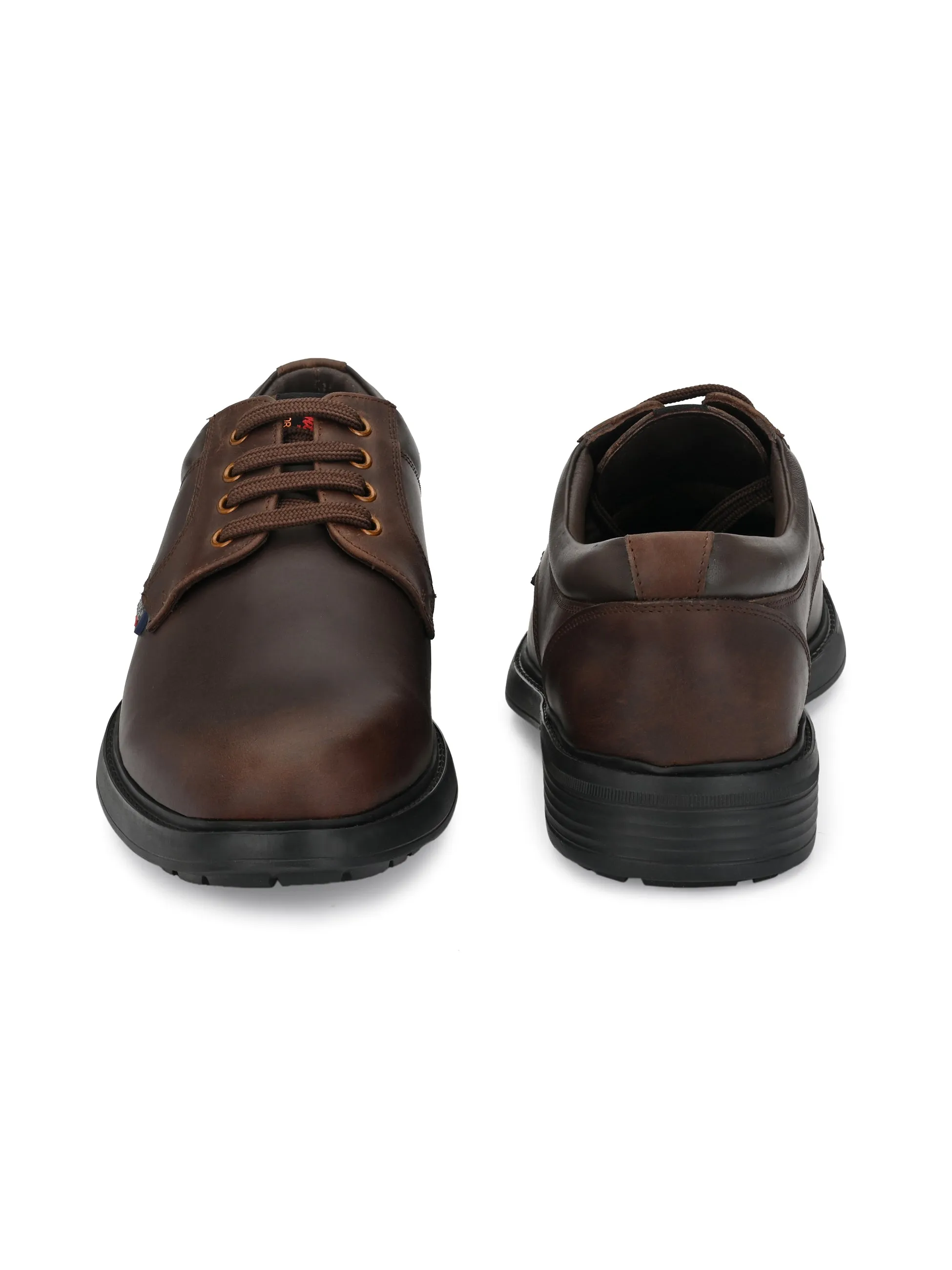 Hitz Men's Dark Brown Derby Leather Shoes